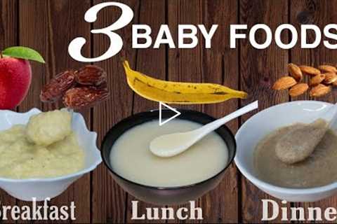 3 Baby foods |Weightgain Food For 6-12 month Babies | Banana puree / Wheat Apple /Dates Badam mix