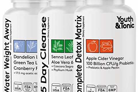 3pk Detox Cleanse Kick Off Weight Management | Colon Cleanser + Water Loss Pills w Dandelion + ACV..