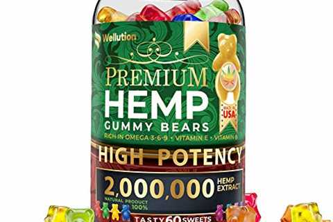 Wellution Hemp Gummies 2,000,000 XXL high Potency - Fruity Gummy Bear with Hemp Oil, Natural Hemp..
