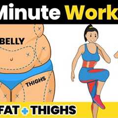 5 Minute BELLY FAT & THIGHS Workout to Lose Weight at Home Fast - Standing Exercise for Flat..